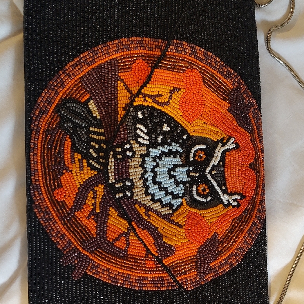 Orange and Black Spider Motif Clutch